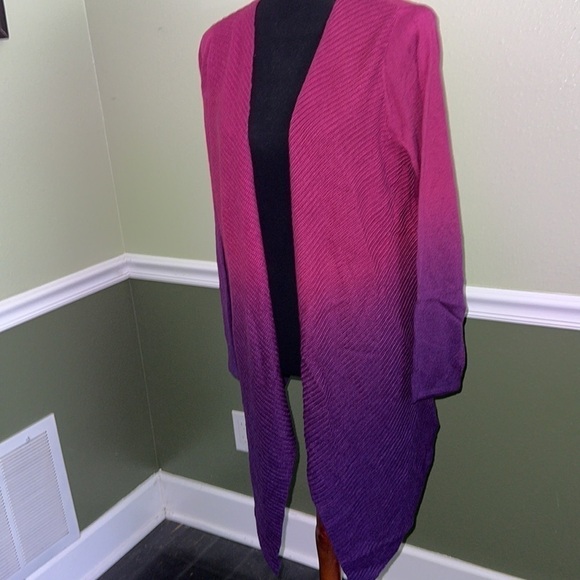 Pink & purple ombre long open front sweater 14/16 - Picture 2 of 8